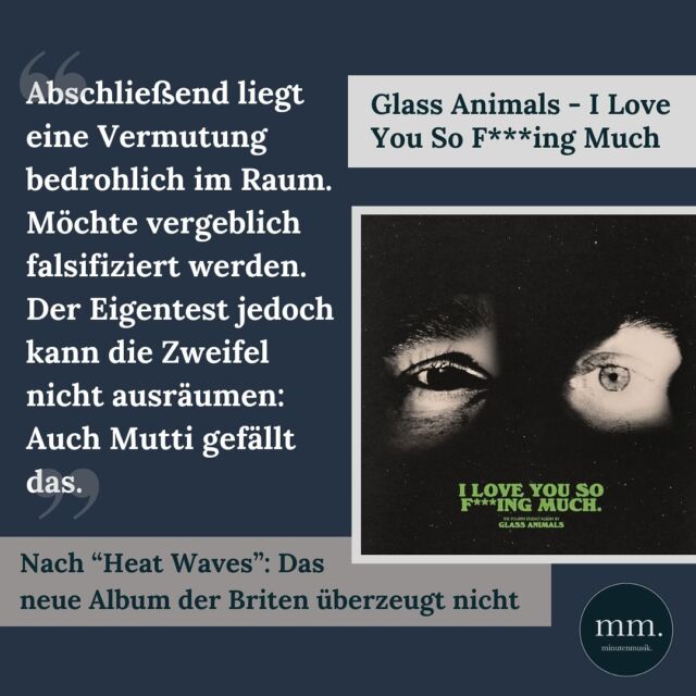 „Heat Waves“ machte @glassanimals zu Superstars. Nun erscheint das neue Album der britischen Indie-Band. „I Love You So F***ing Much“ jedoch kann Autor Jonas (@ncht_brn) nicht überzeugen. Seine Review: Link in Bio!  #glassanimals #iloveyousofingmuch #ilysfm Coverrechte: Polydor