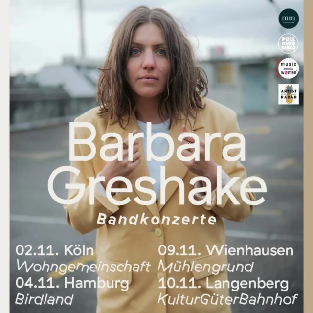 Spitzt die Ohren, Indie-Folk-Fans: die wunderbare @barbara_greshake kommt bald auf Tour zu euch☝️

Barbara ist nicht nur Teil des großartigen Acapella-Projekts @b__o__d__i__e__s, sondern auch eine tolle Solo-Künstlerin mit ungewöhnlichen Texten und einer sanften Stimmfarbe. 

Für Indie-Herzen ist diese Tour daher ein echter Geheimtipp für die muckeligen Herbsttage. 🍂🍁

Wir freuen uns sehr, die Tour zu präsentieren & raten euch: Support your local FLINTA*-Indie-Show 🫶🎟️

#konzert #tour #indie #folk