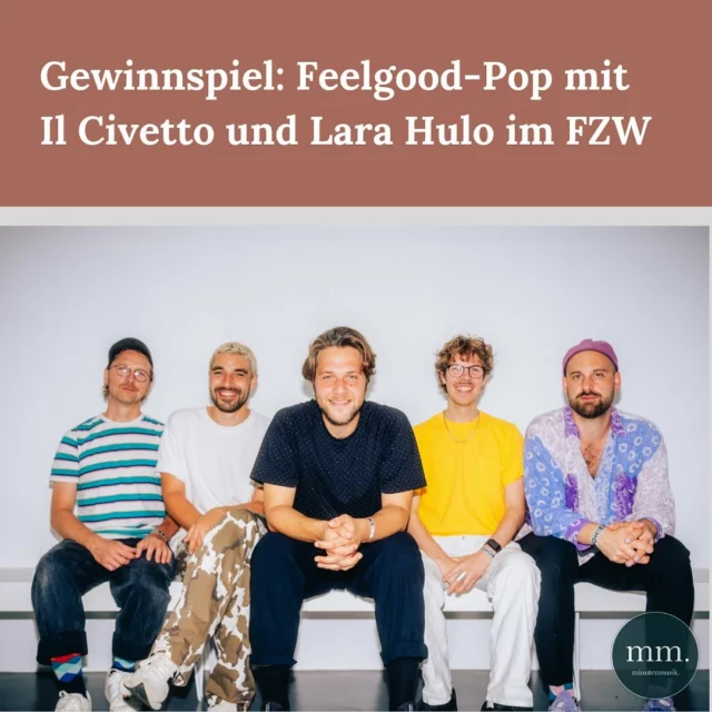 Bock auf ein bisschen Feelgood Pop im grauen November? ✨

Wir verlosen 2x2 Tickets für das Konzert von Il Civetto und Lara Hulo am 05.11.2024 im FZW in Dortmund!

Um am Gewinnspiel teilzunehmen, folgt uns, liket diesen Beitrag und markiert eure Begleitung in den Kommentaren 🤝

Das Gewinnspiel endet am 29.10.2024 um 18 Uhr. Der Rechtsweg ist ausgeschlossen. 

@ilcivetto @larahulo @fzw_dortmund 

#ilcivetto #larahulo #dortmund #fzw #fzwdortmund #verlosung